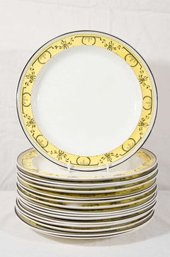 four Creamware Dinner Dishes Yellow Borders Made circa 1800