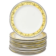 four Creamware Dinner Dishes Yellow Borders Made circa 1800