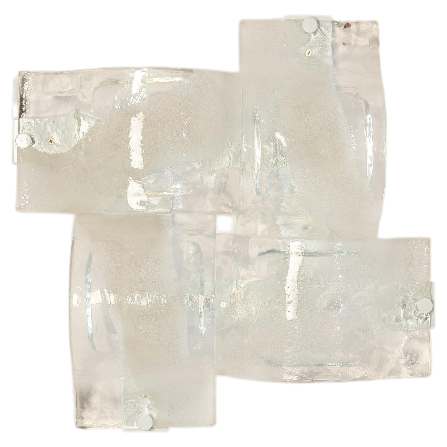 Four Crystal and White Sand LP 276 Compound Wall or Ceiling Lamps, Italy 1970's For Sale