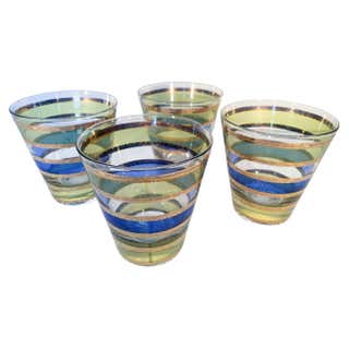 Vintage Amber Tortoise Shell Drinking Glasses Set of Four For Sale at ...