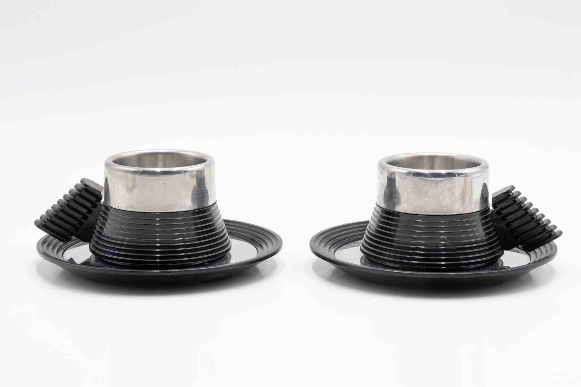 Italiano Quattro tazze con piatti di Carlo Giannini, anni '70 in vendita