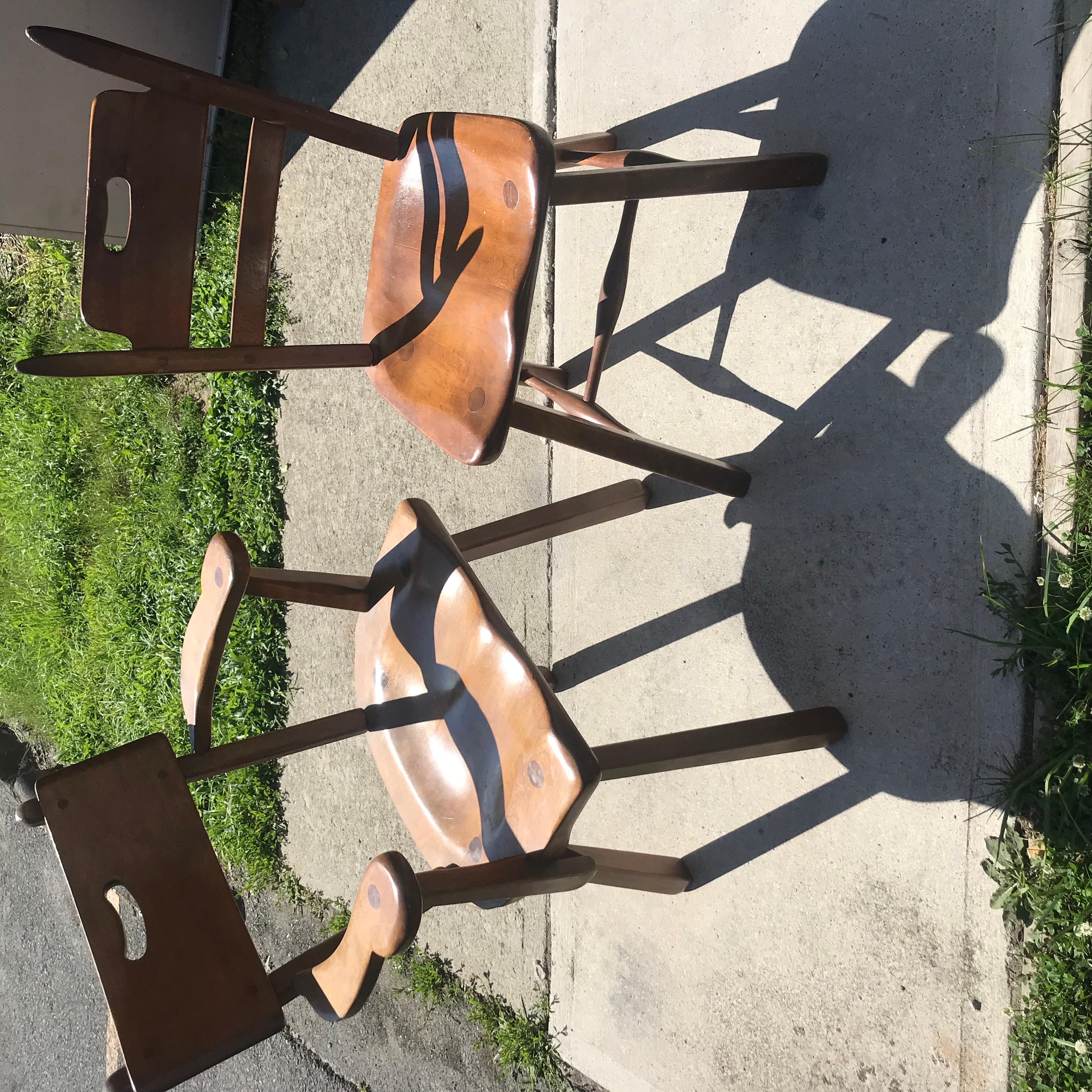 Four Cushman Vermont Hard Rock Maple Americana Armchairs by Herman DeVries In Good Condition In Hudson, NY