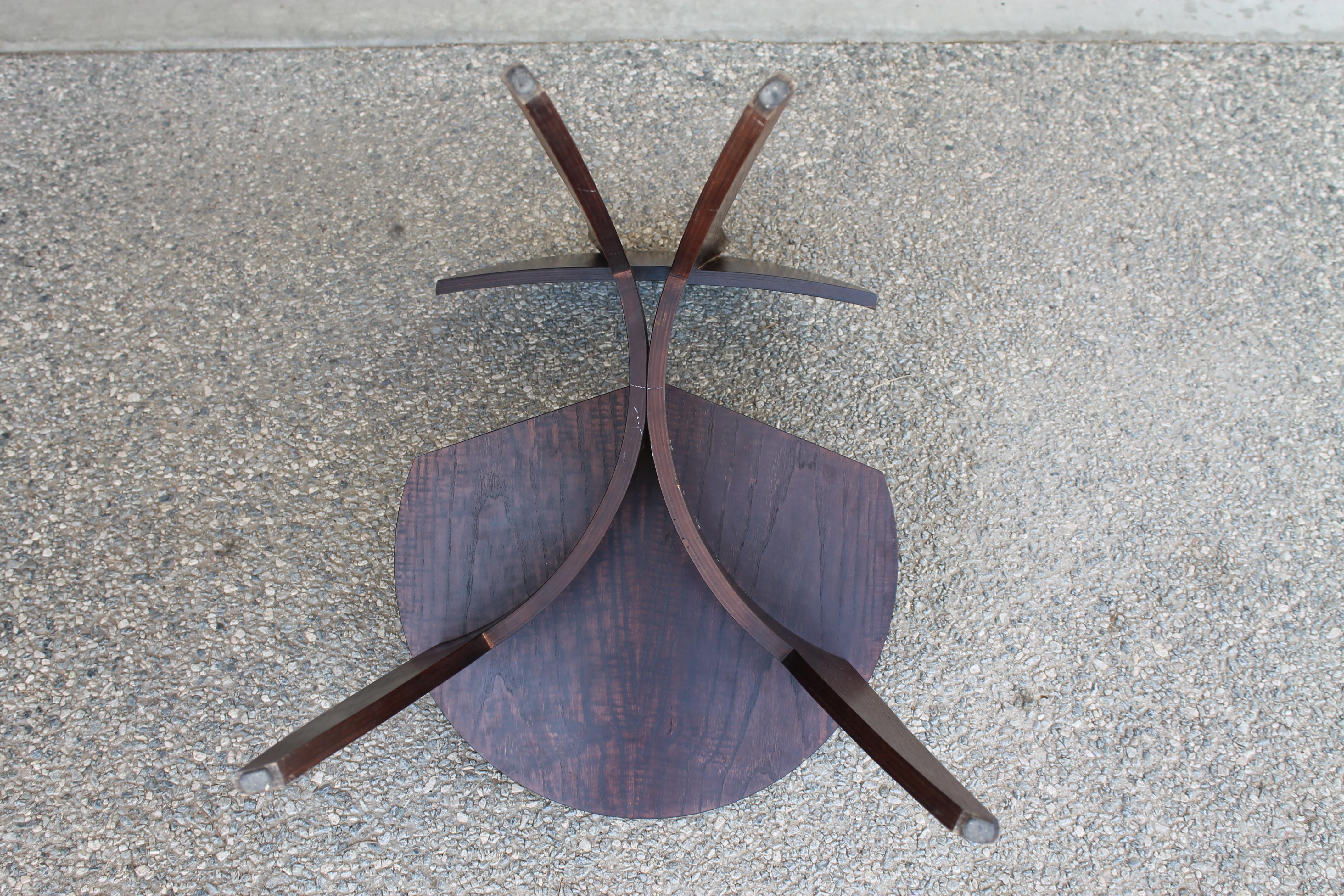 Wood Four Custom Chairs in a Ginkgo or Fan Pattern