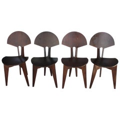 Four Custom Chairs in a Ginkgo or Fan Pattern