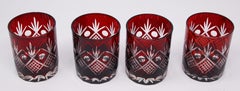 Four Cut Crystal Whiskey Ruby Glass Tumbler Ruby Red