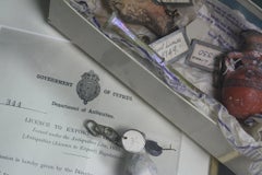 Four Cyprian Antiquities 700BC and Framed Export Licences 1937 Grand Tour