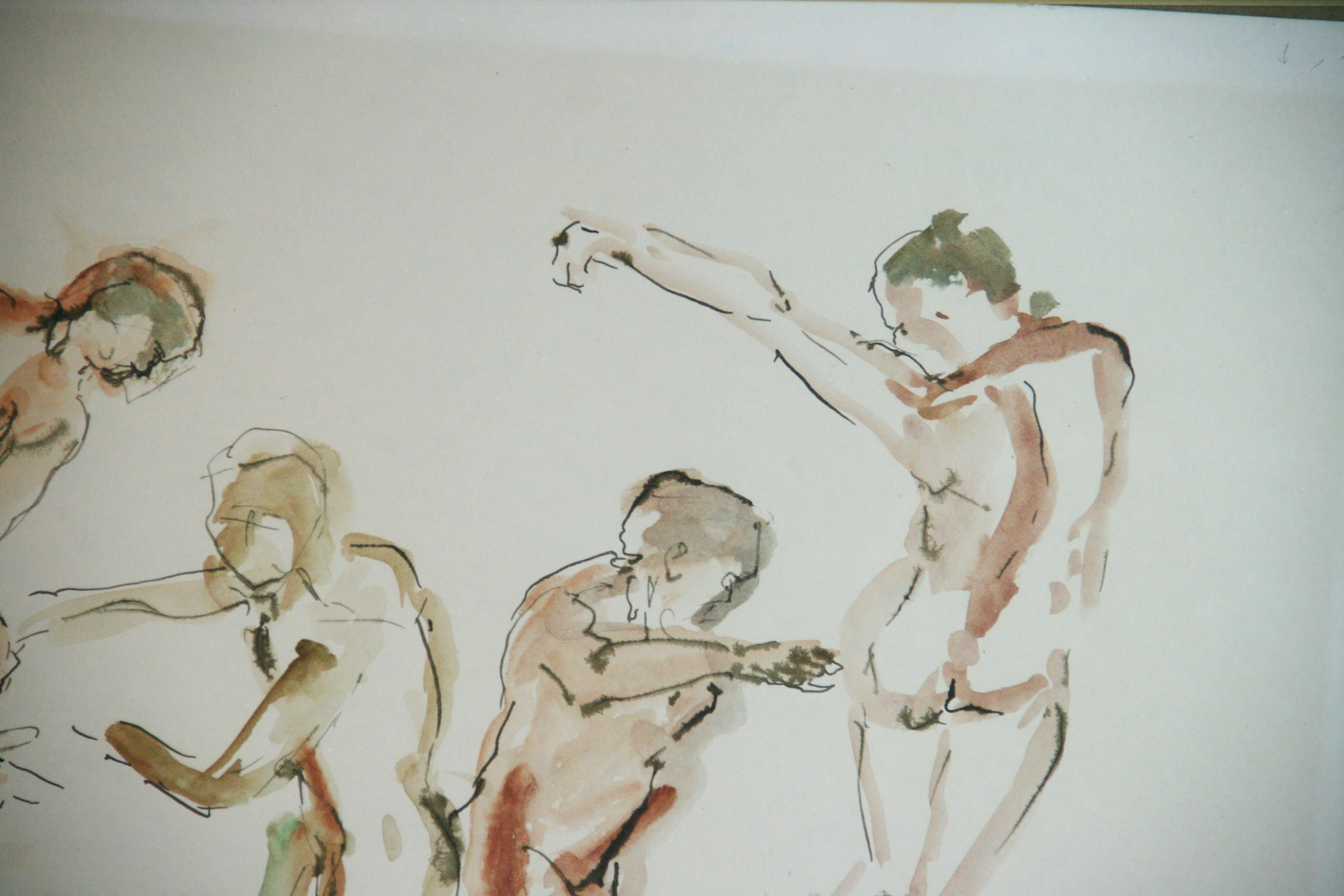 Pintura Cuatro desnudos masculinos danzantes  1976 en venta 6