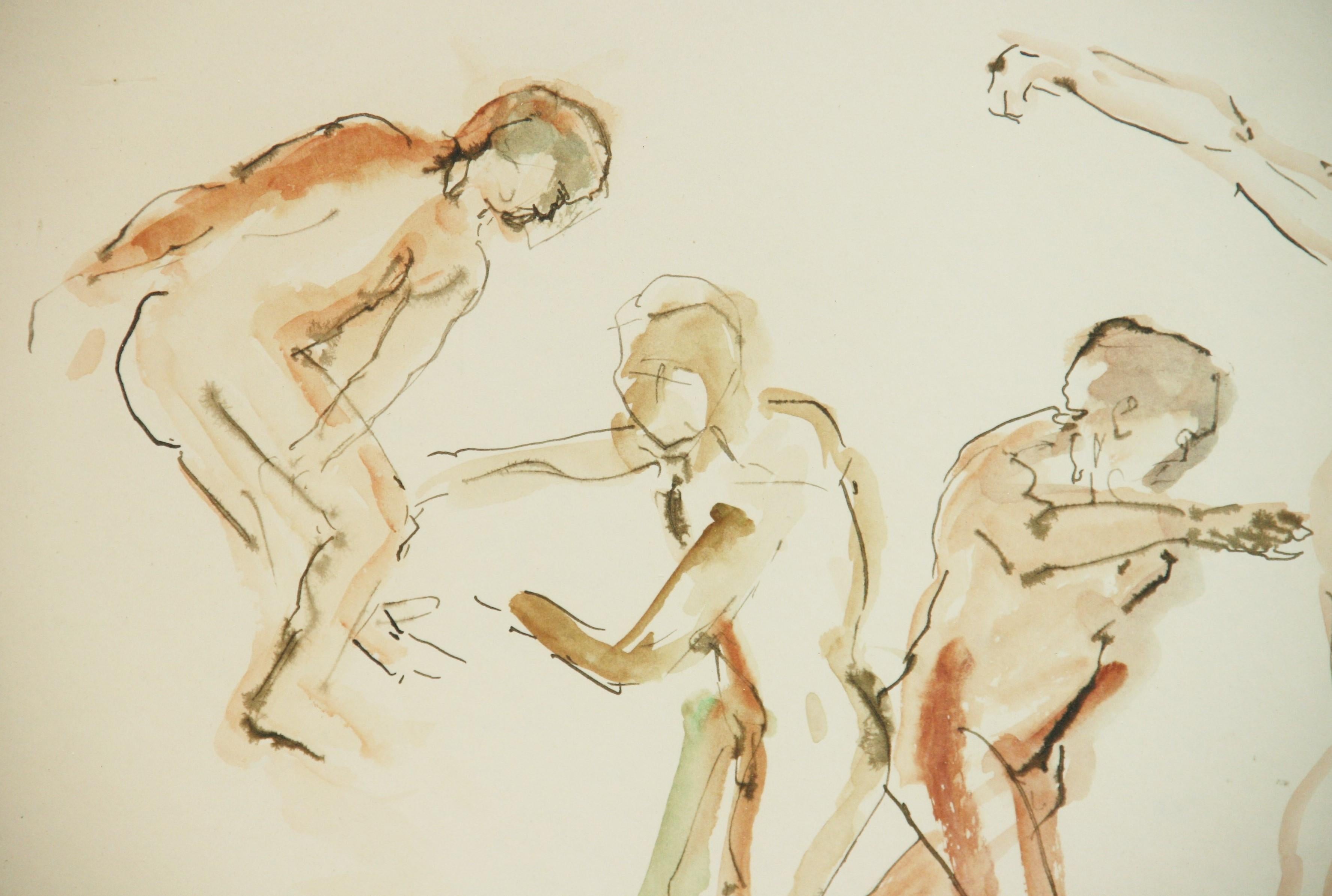 Pintura Cuatro desnudos masculinos danzantes  1976 en venta 7