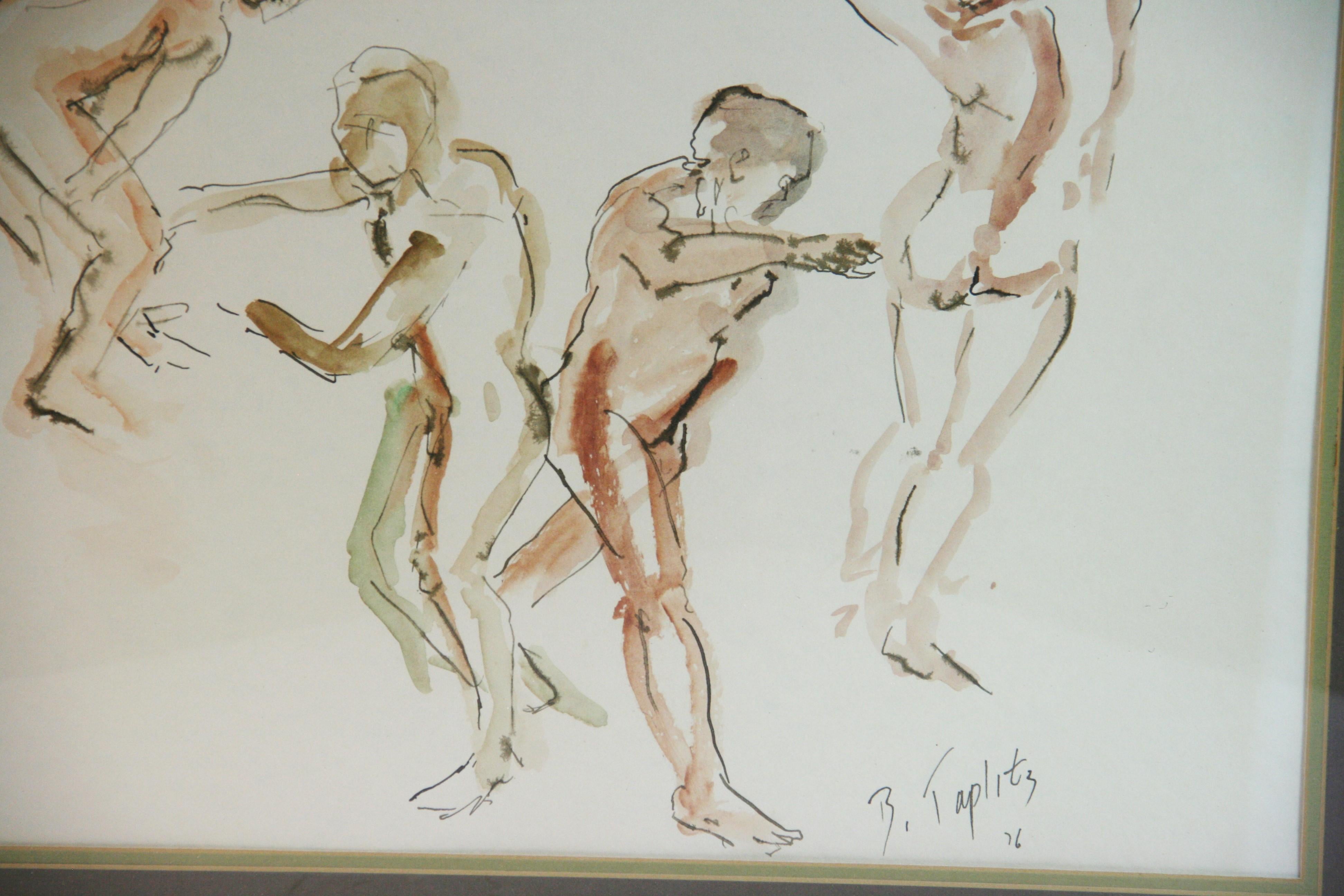 Pintura Cuatro desnudos masculinos danzantes  1976 en venta 1