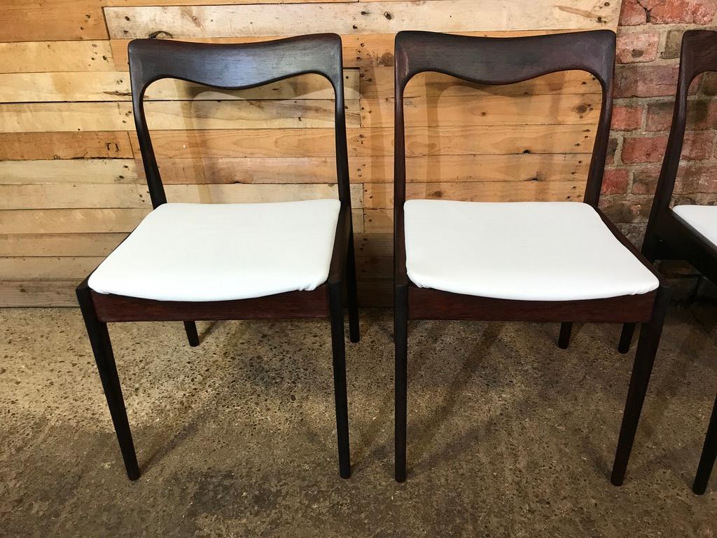 Four Danish 1960 Retro Moller Chairs Newly Upholstered in White Leather For Sale 2