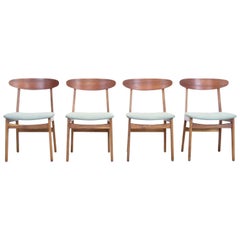Vintage Four Danish Design Dining Room Chairs in Oak and Teak