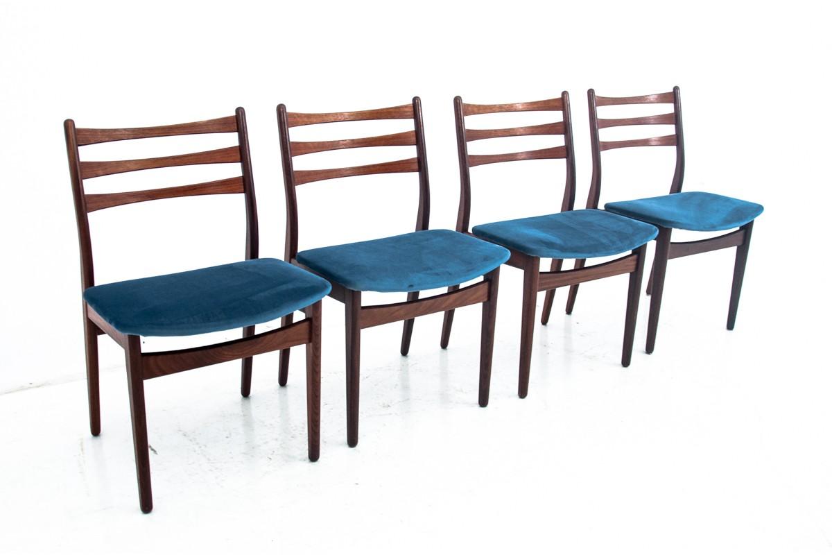 Scandinavian Modern Four Danish Dining Chairs after Renovation with Ladder Back
