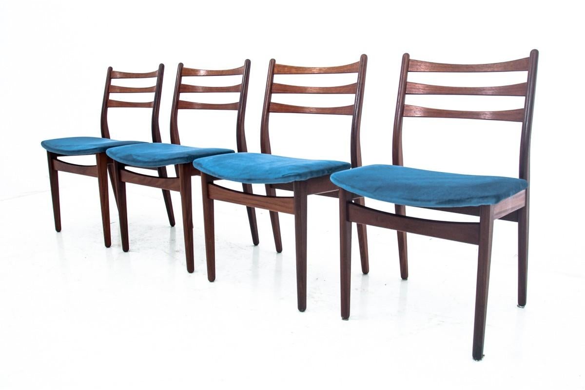 Four Danish Dining Chairs after Renovation with Ladder Back In Good Condition In Chorzów, PL