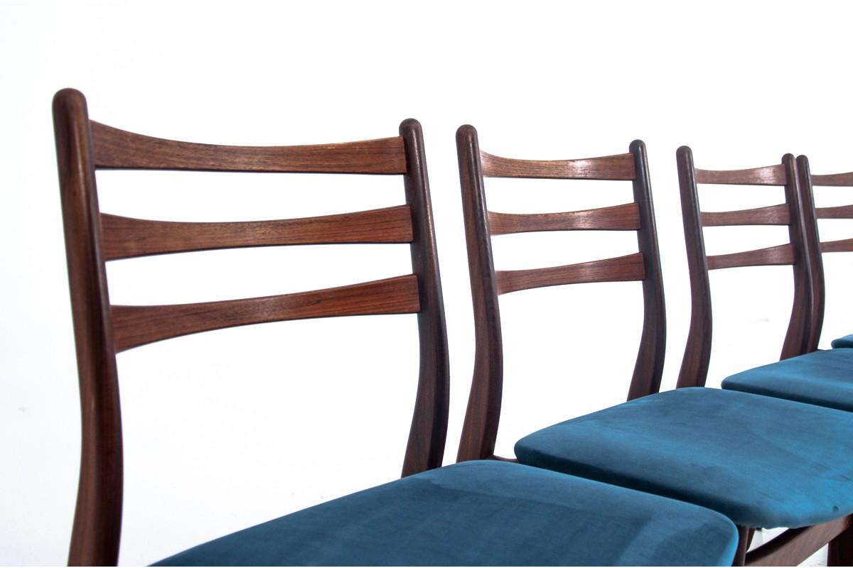 Mid-20th Century Four Danish Dining Chairs after Renovation with Ladder Back