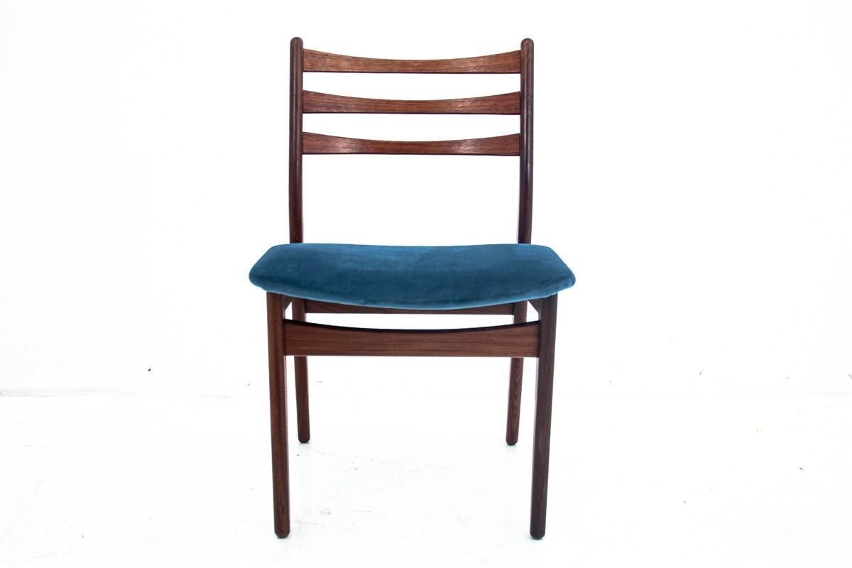 Velvet Four Danish Dining Chairs after Renovation with Ladder Back