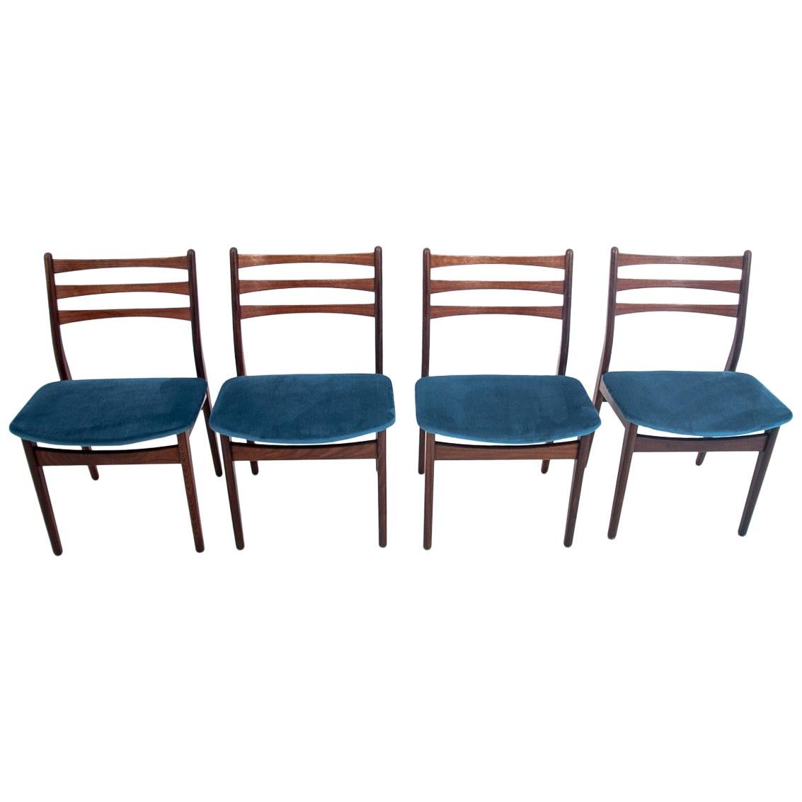 Four Danish Dining Chairs after Renovation with Ladder Back