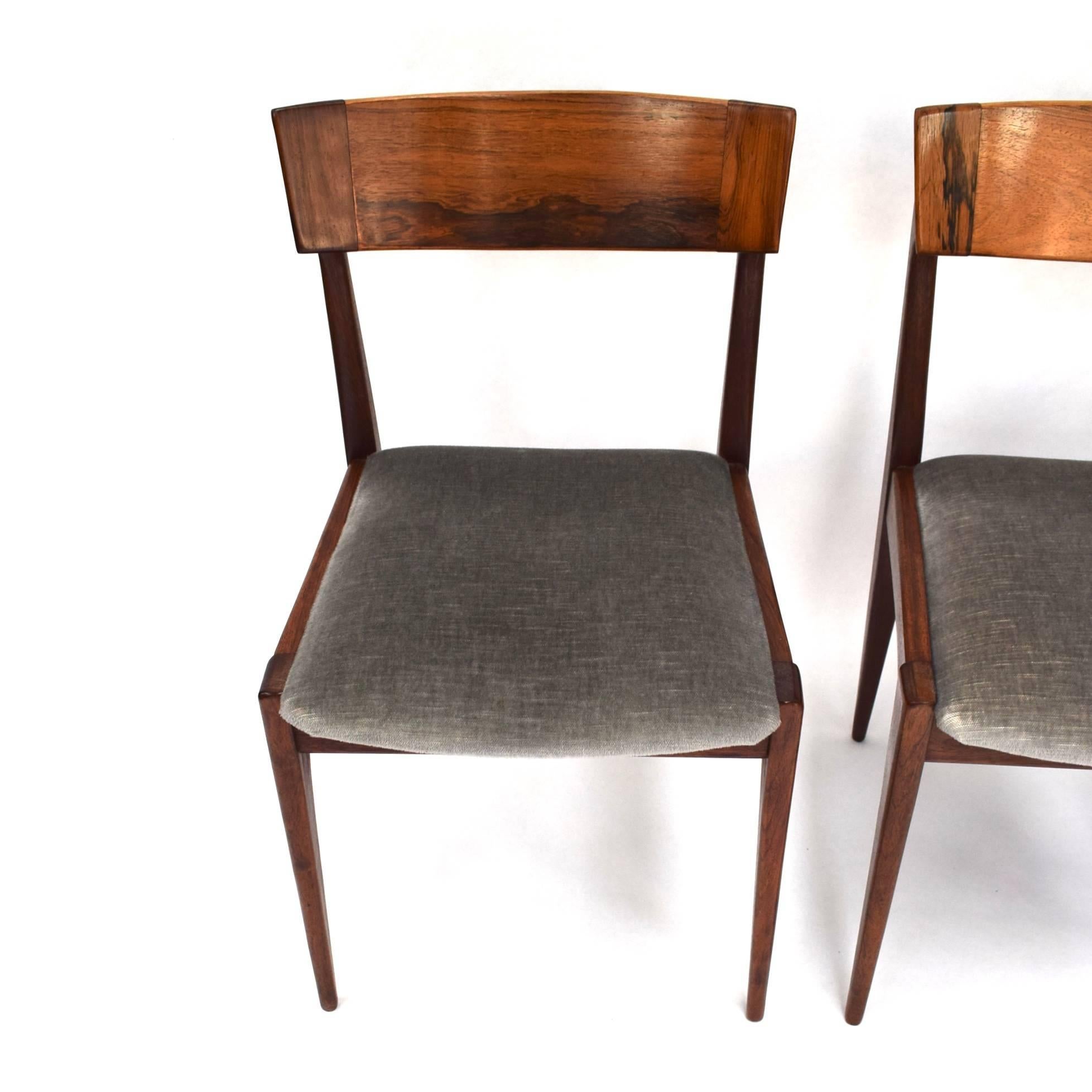 Fabric Four Danish Dining Chairs in Brazilian Rosewood, 1950s