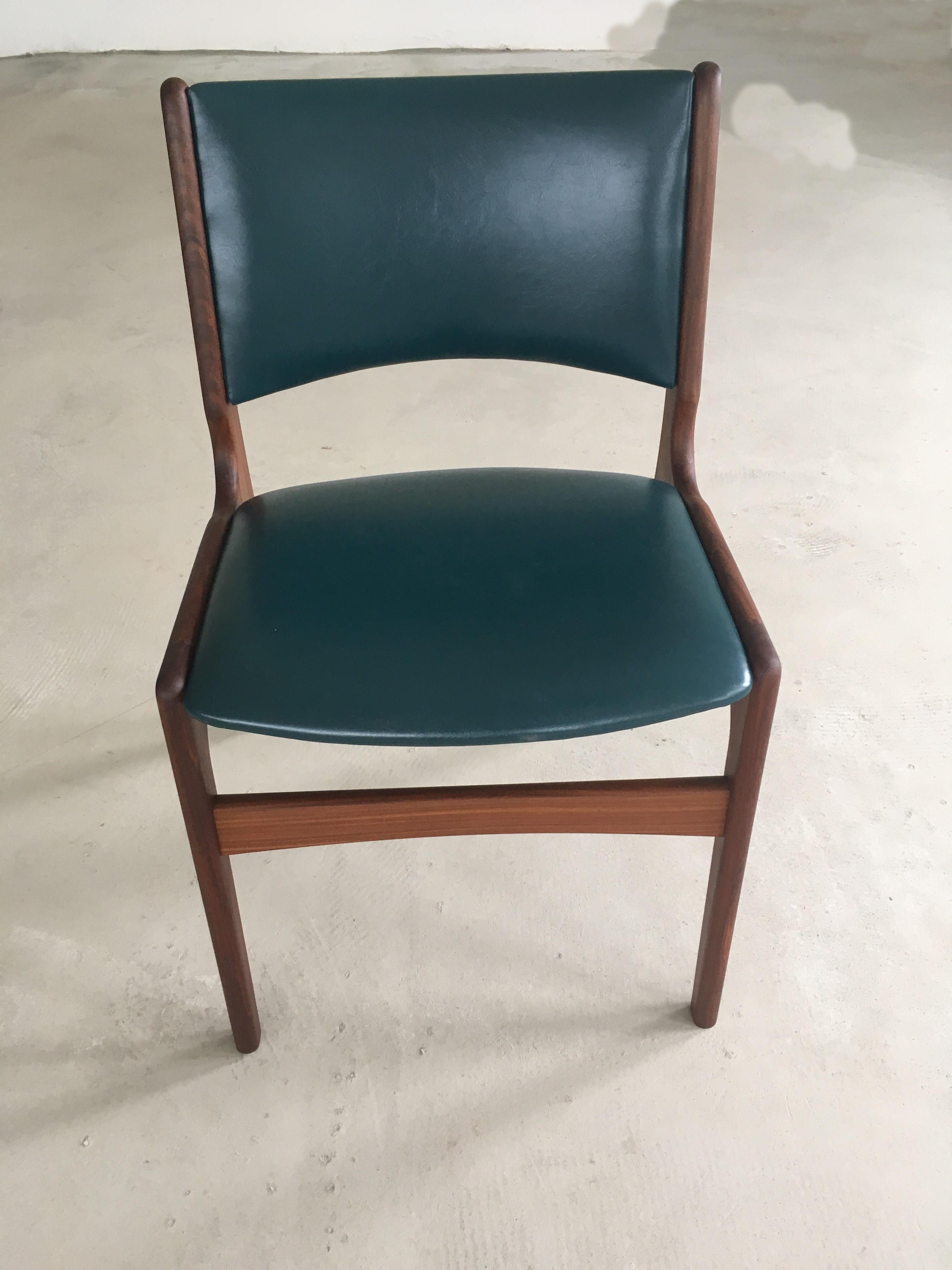 Woodwork Erik Buch Four Fully Restored Danish Teak Dining Chairs - Custom Upholstery For Sale