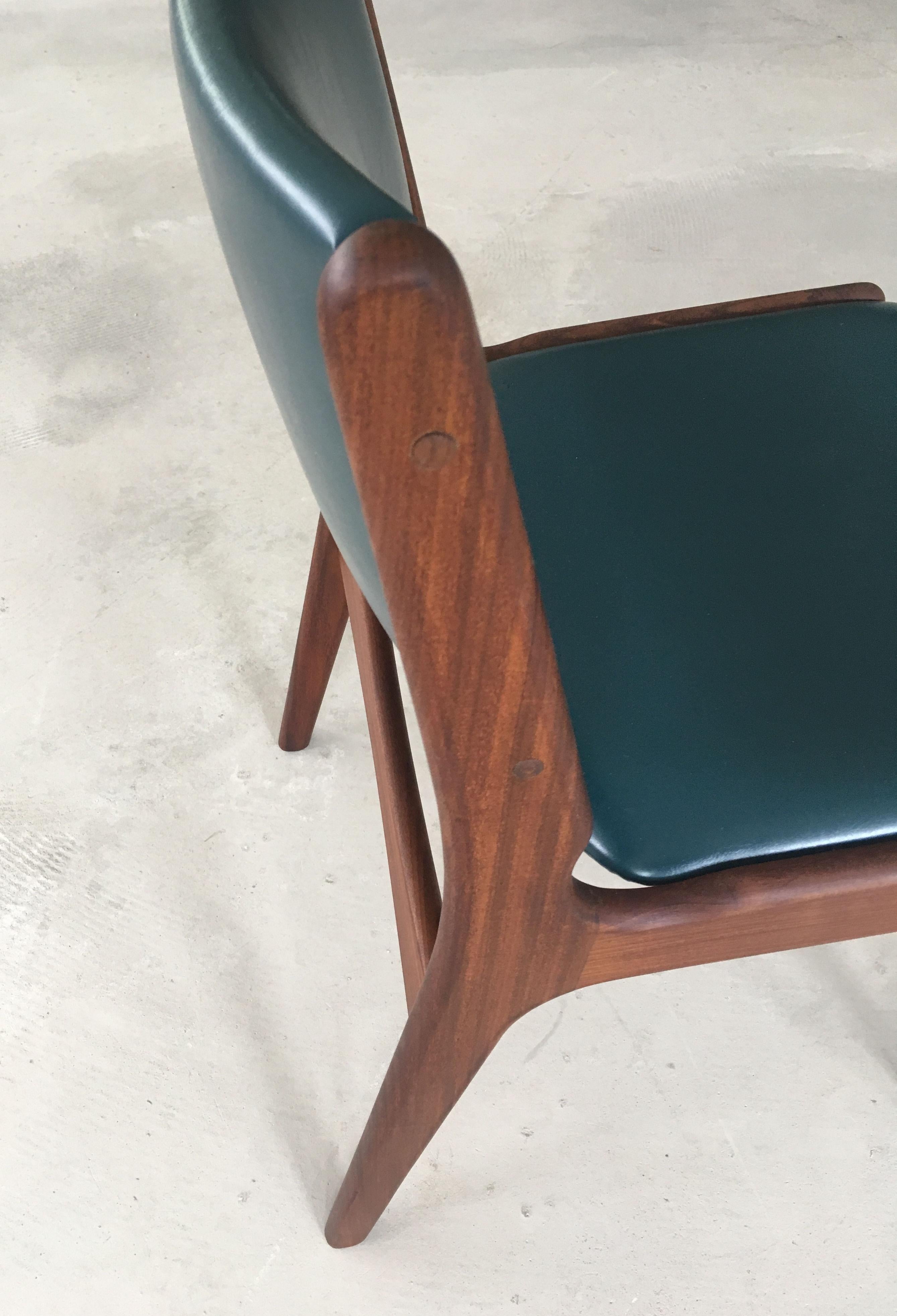 Erik Buch Four Fully Restored Danish Teak Dining Chairs - Custom Upholstery For Sale 3