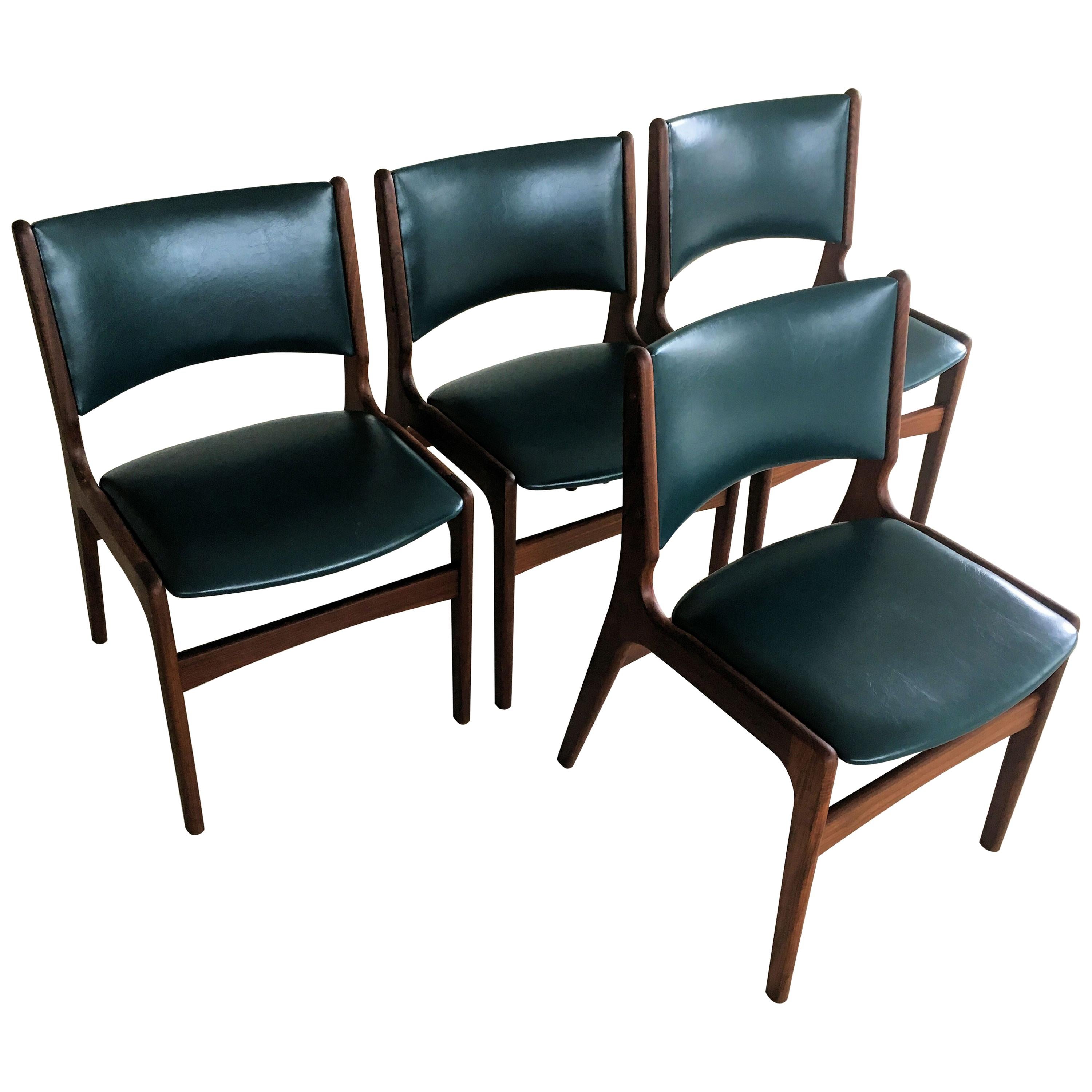 Erik Buch Restored and Refinished Danish Teak Dining Chairs with Black