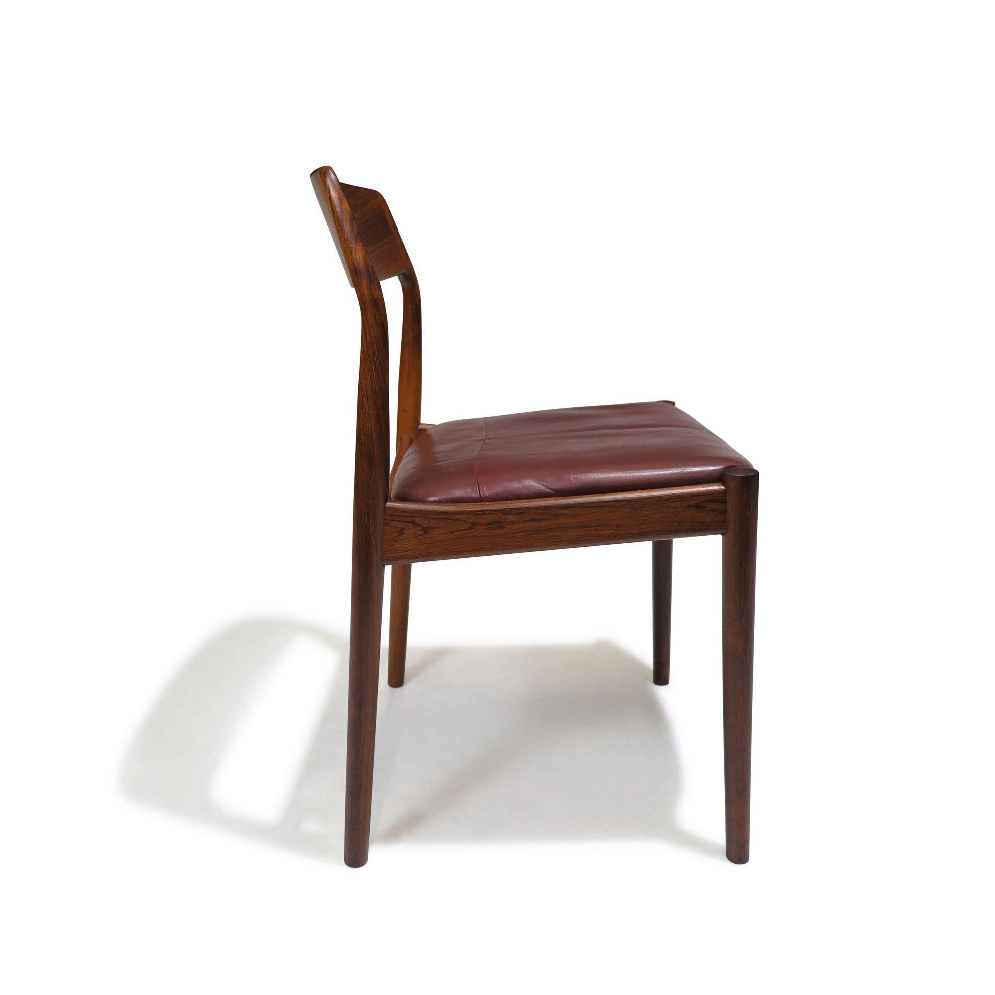 Scandinavian Modern Four Danish Solid Brazilian Rosewood Dining Chairs For Sale