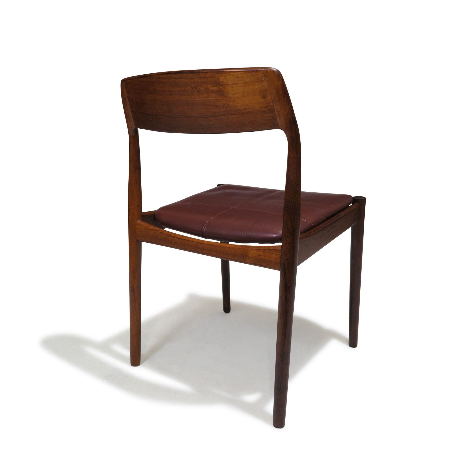 Oiled Four Danish Solid Brazilian Rosewood Dining Chairs For Sale