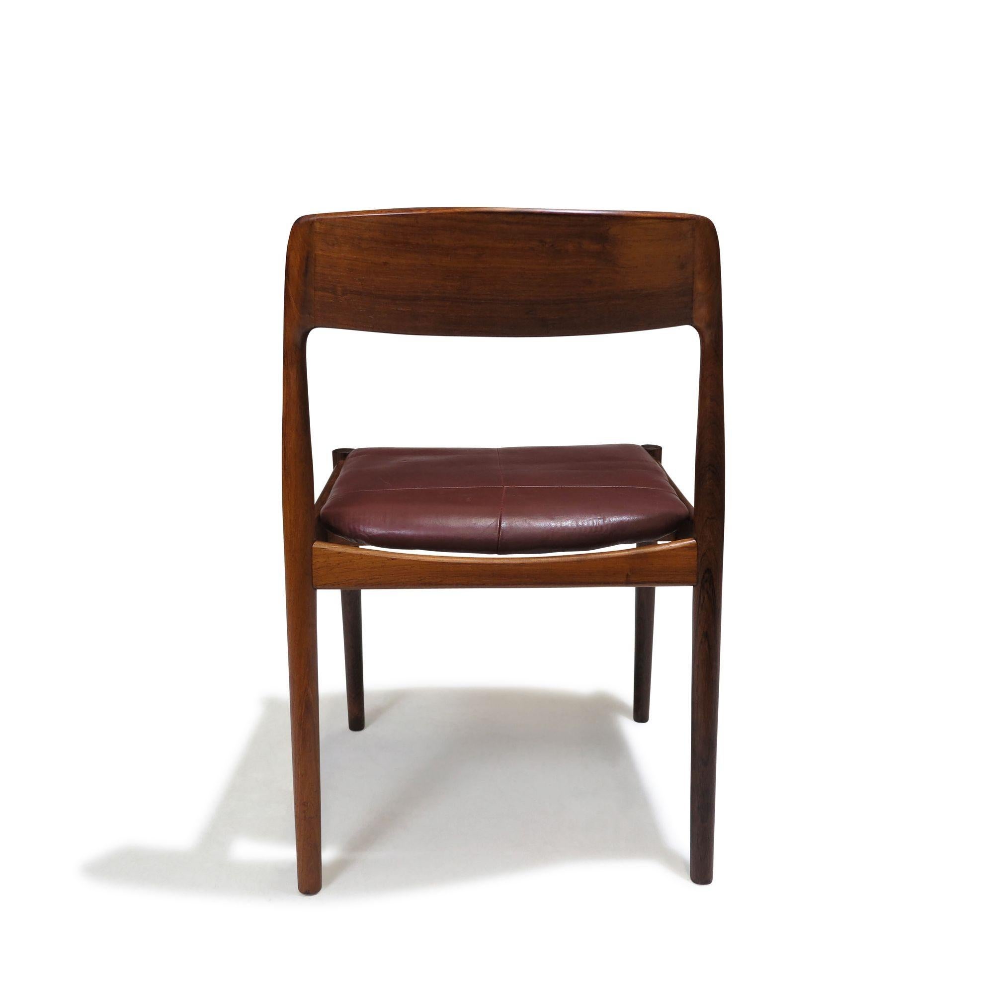 Four Danish Solid Brazilian Rosewood Dining Chairs In Good Condition For Sale In Oakland, CA