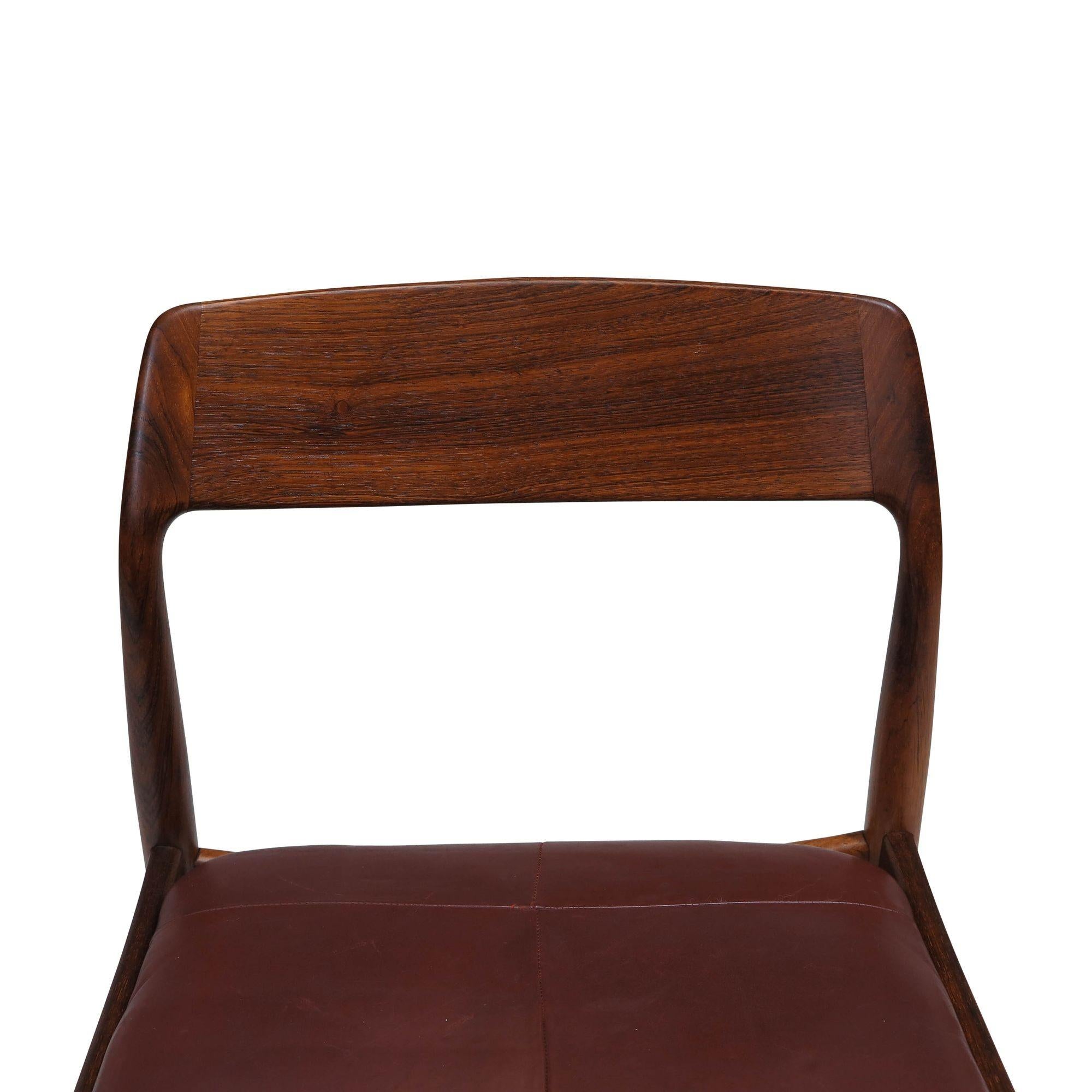 20th Century Four Danish Solid Brazilian Rosewood Dining Chairs For Sale