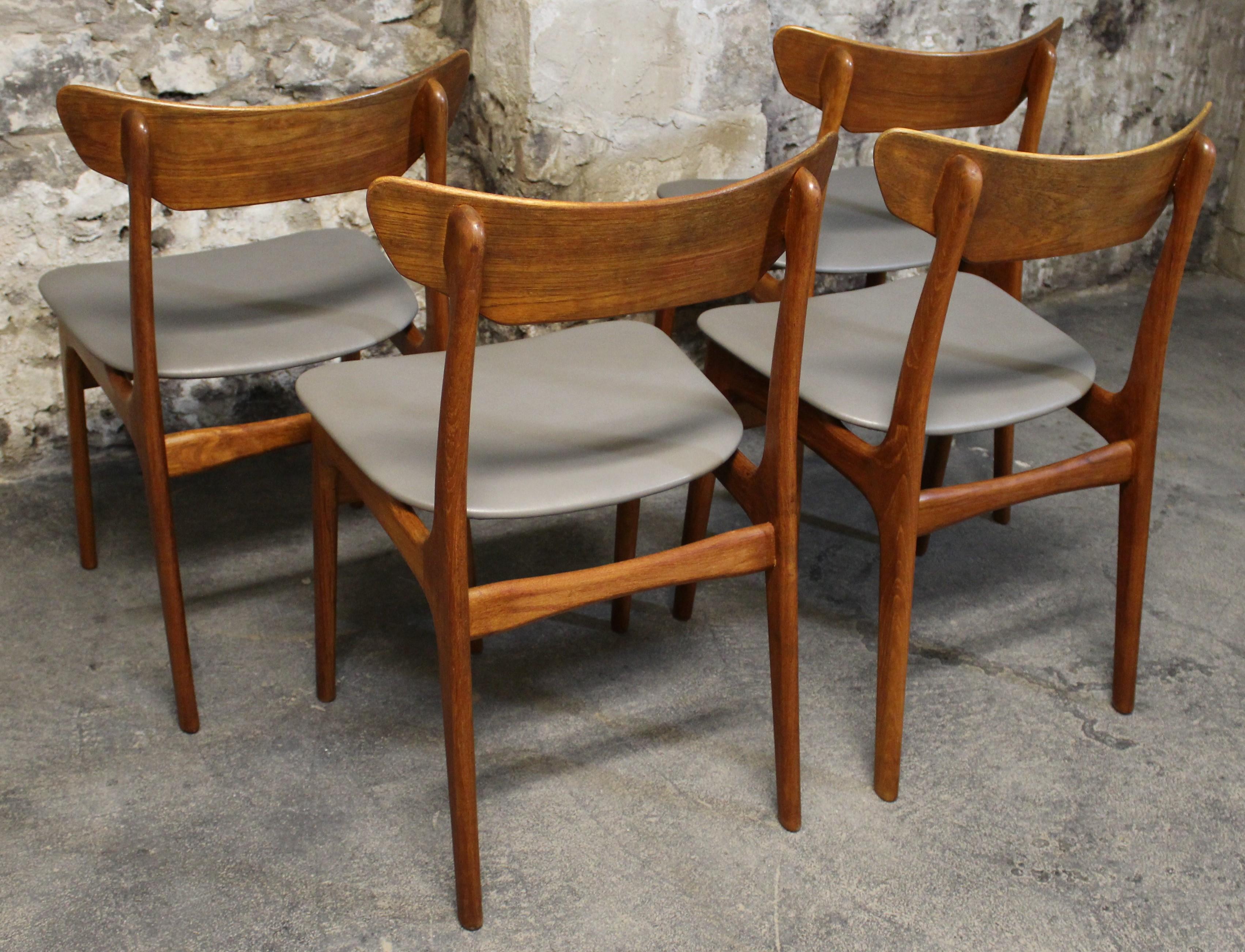 Four Danish Teak Dining Chairs by Schionning and Elgaard for Randers 4
