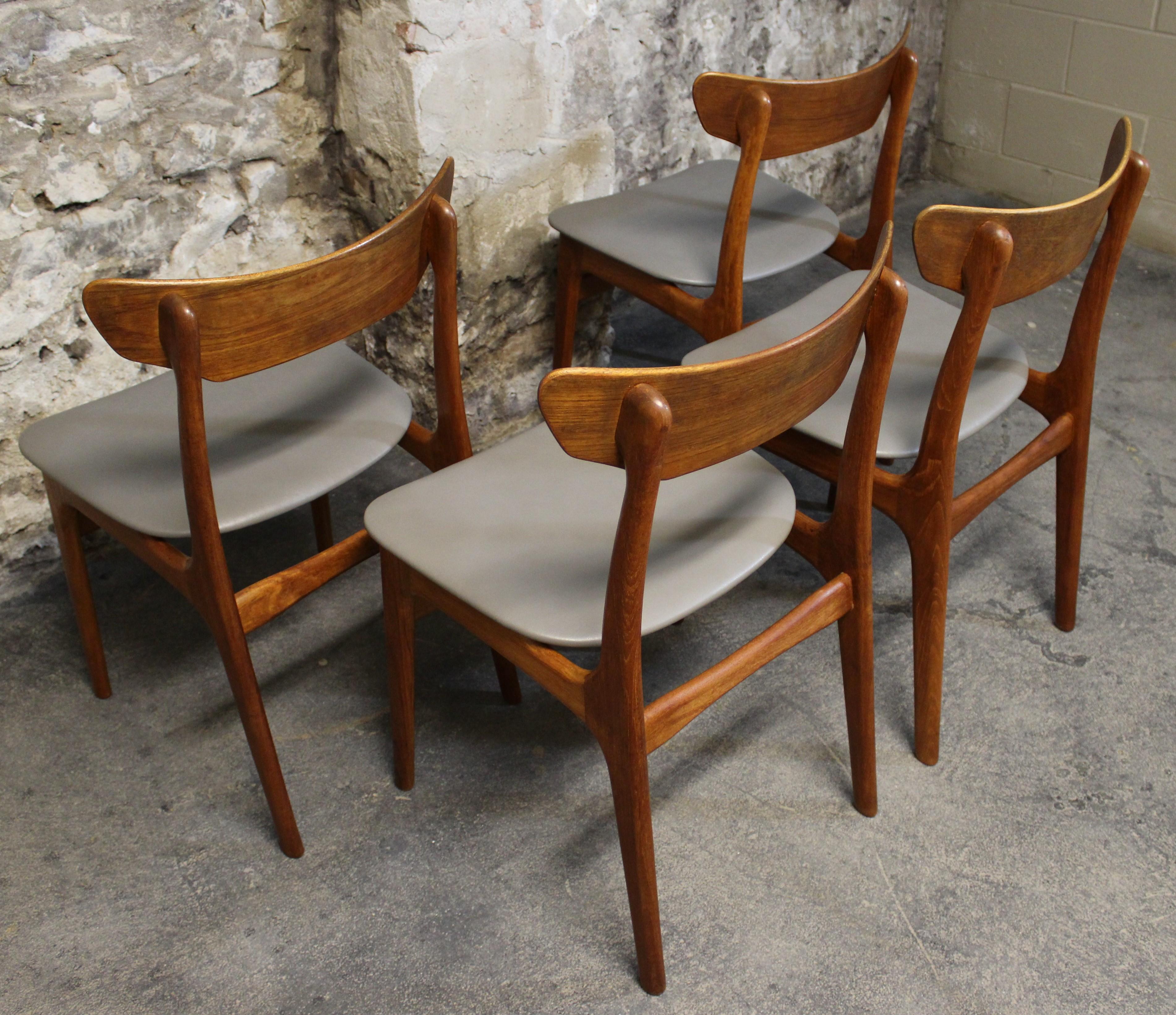 Four Danish Teak Dining Chairs by Schionning and Elgaard for Randers 5