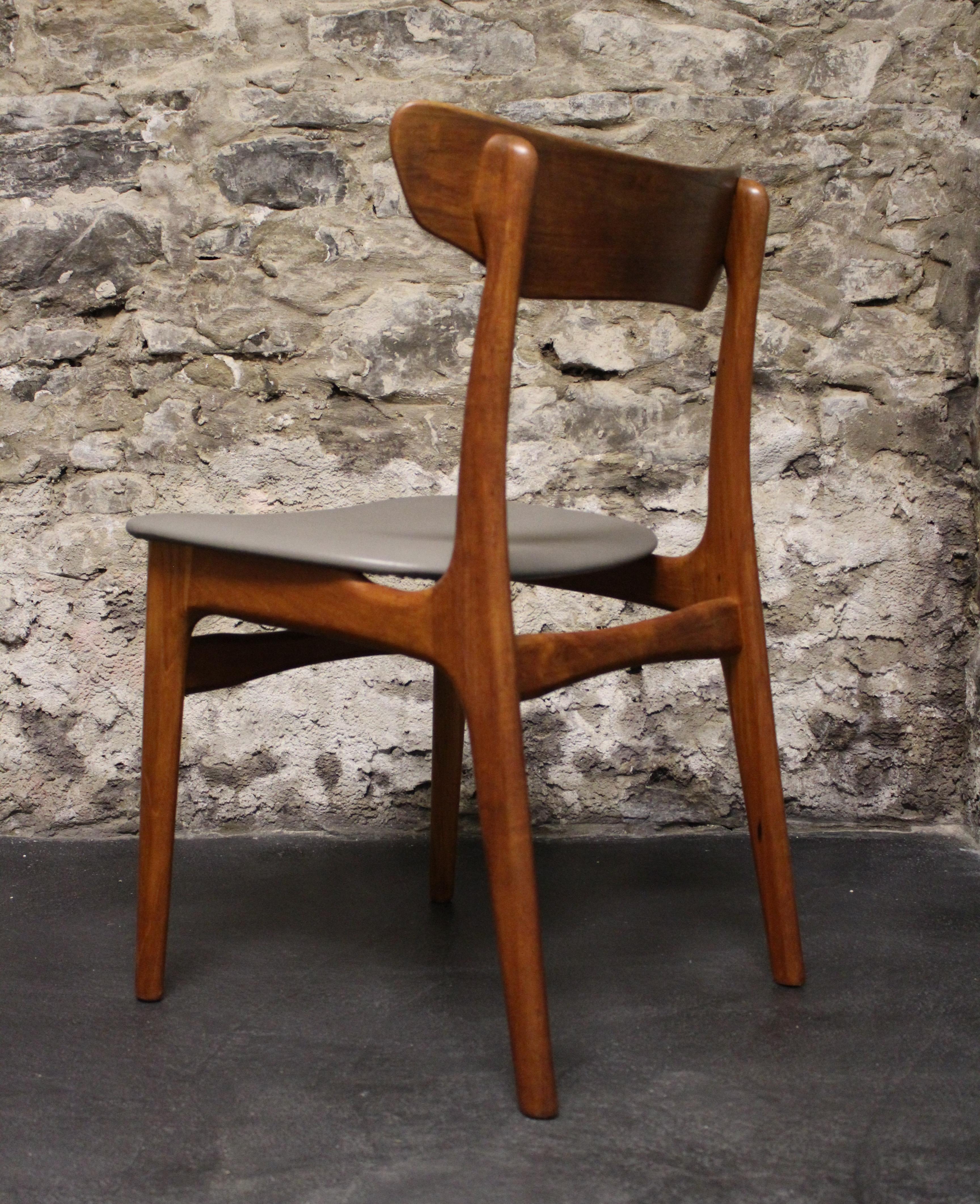 Scandinavian Modern Four Danish Teak Dining Chairs by Schionning and Elgaard for Randers
