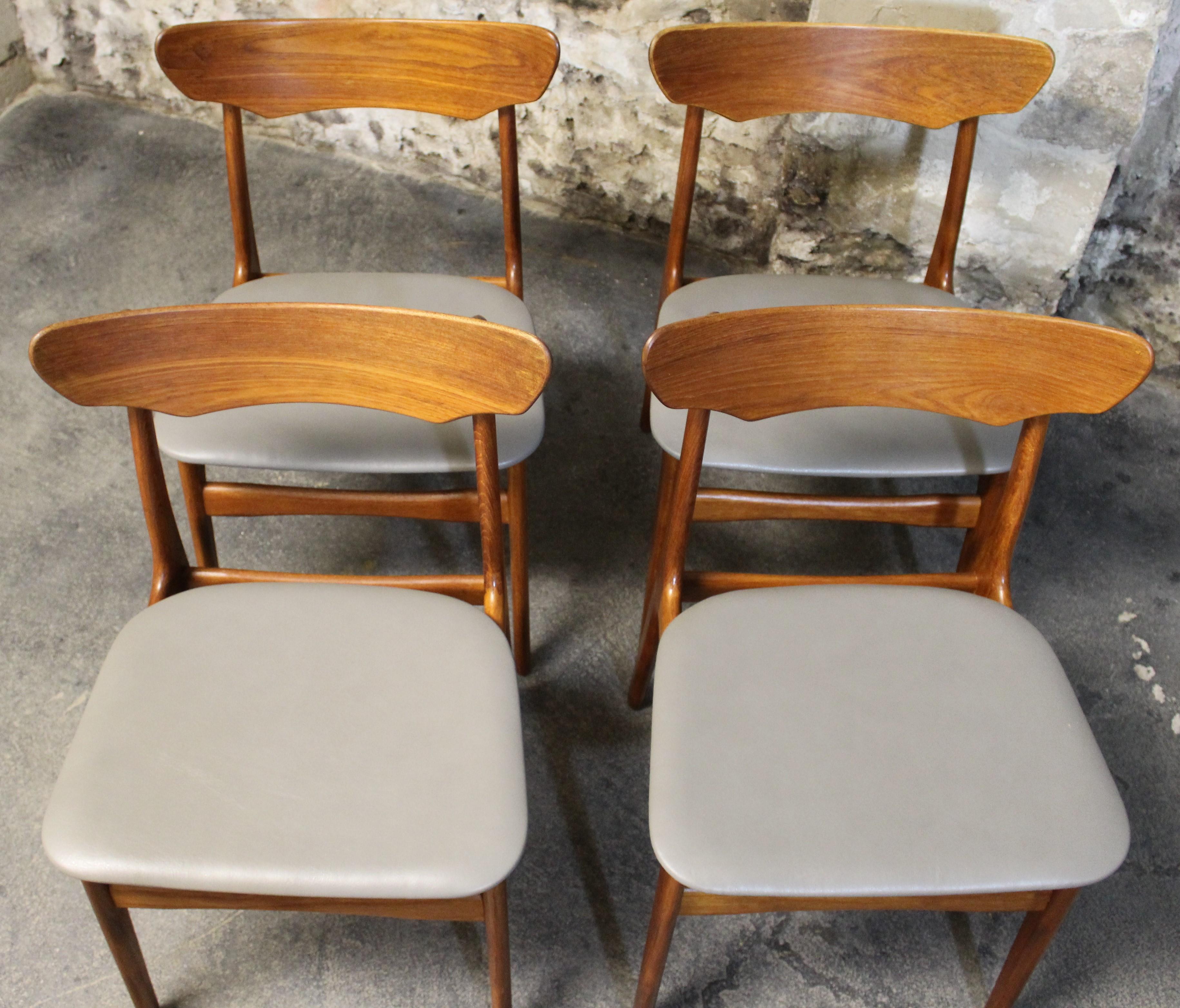 20th Century Four Danish Teak Dining Chairs by Schionning and Elgaard for Randers
