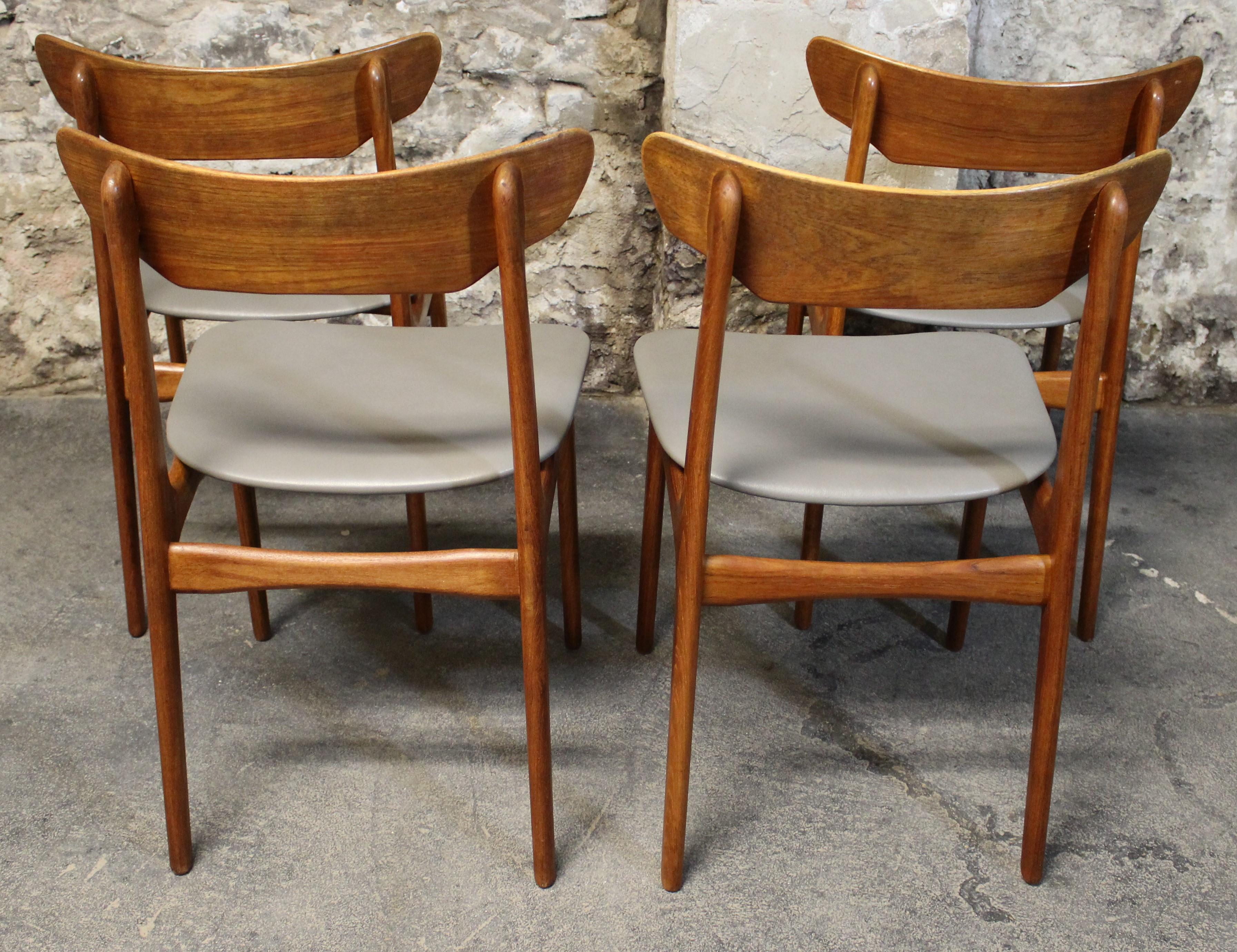 Four Danish Teak Dining Chairs by Schionning and Elgaard for Randers 1