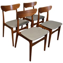 Four Danish Teak Dining Chairs by Schionning and Elgaard for Randers
