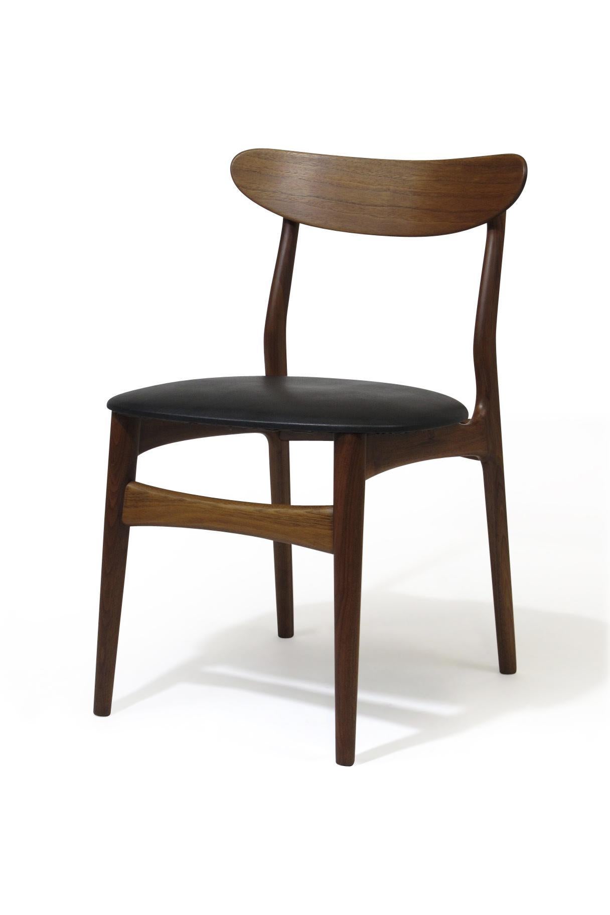 Mid-Century Modern Four Danish Walnut Dining Chairs