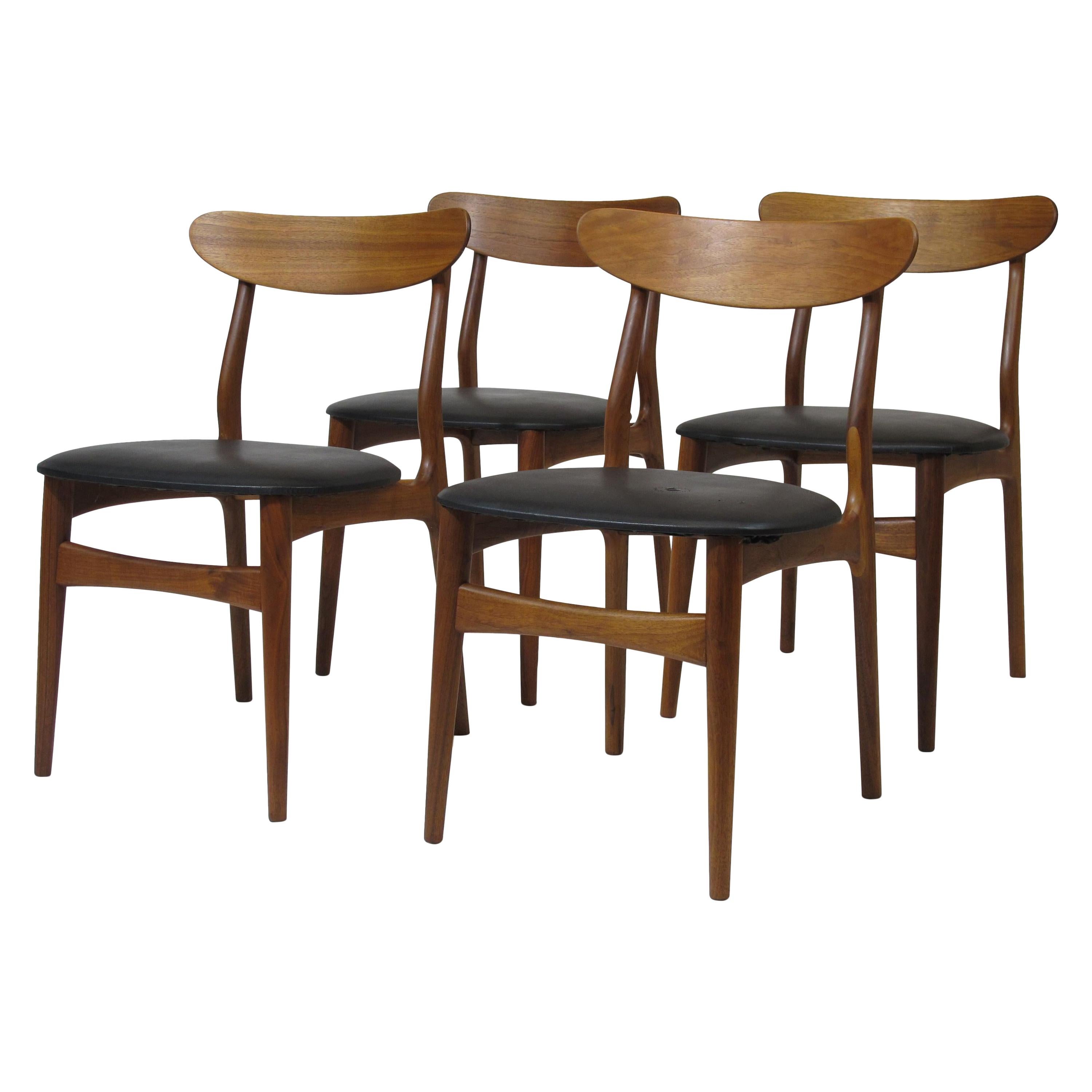 Four Danish Walnut Dining Chairs