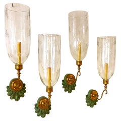 Quattro lampade a incandescenza in Wood Wood di David David e ottone massiccio con globi di stelle originali