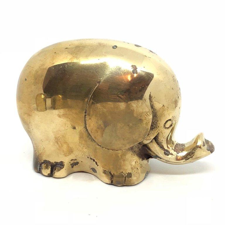 Late 20th Century Four Decorative Elephant Sculpture Statue Made of Brass Midcentury Modern German