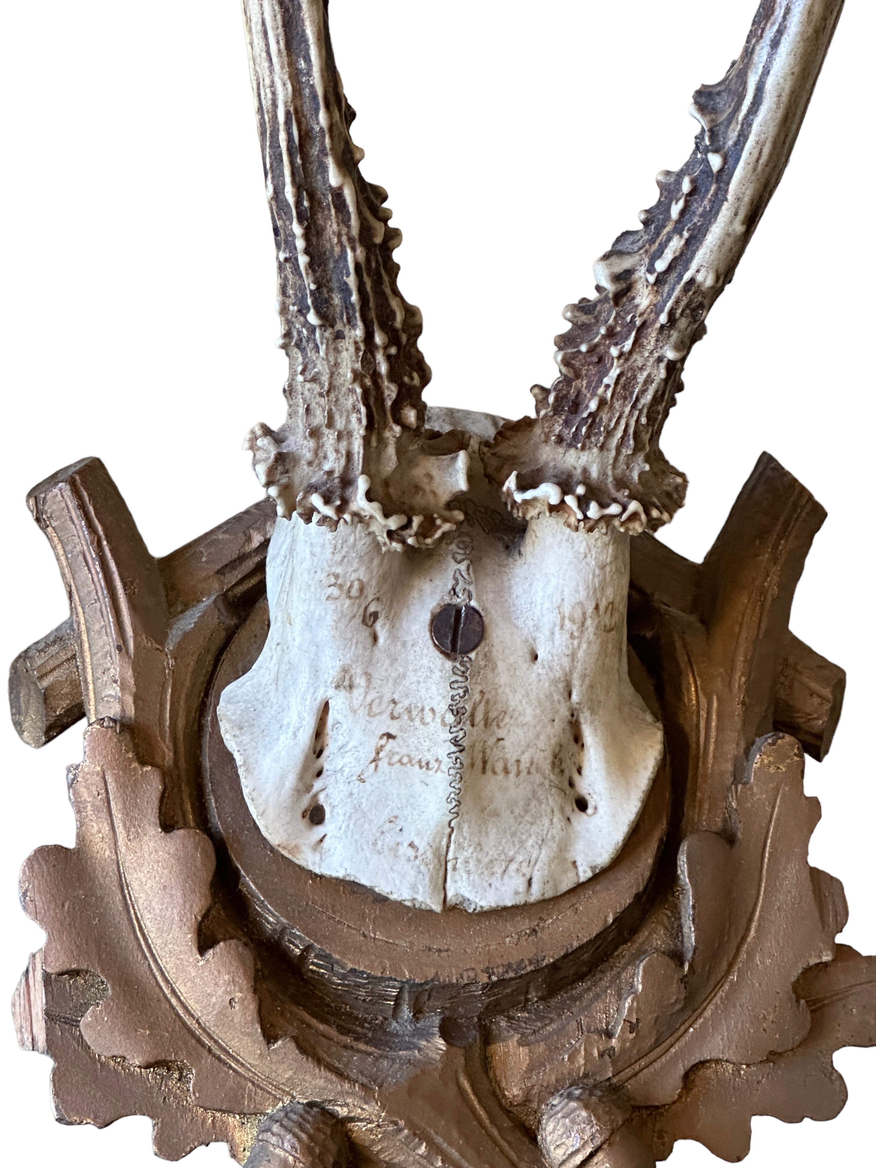 Monture en bois de quatre cerfs Trophée Black Forest Plaque en bois sculpté German Folk Art  en vente 2