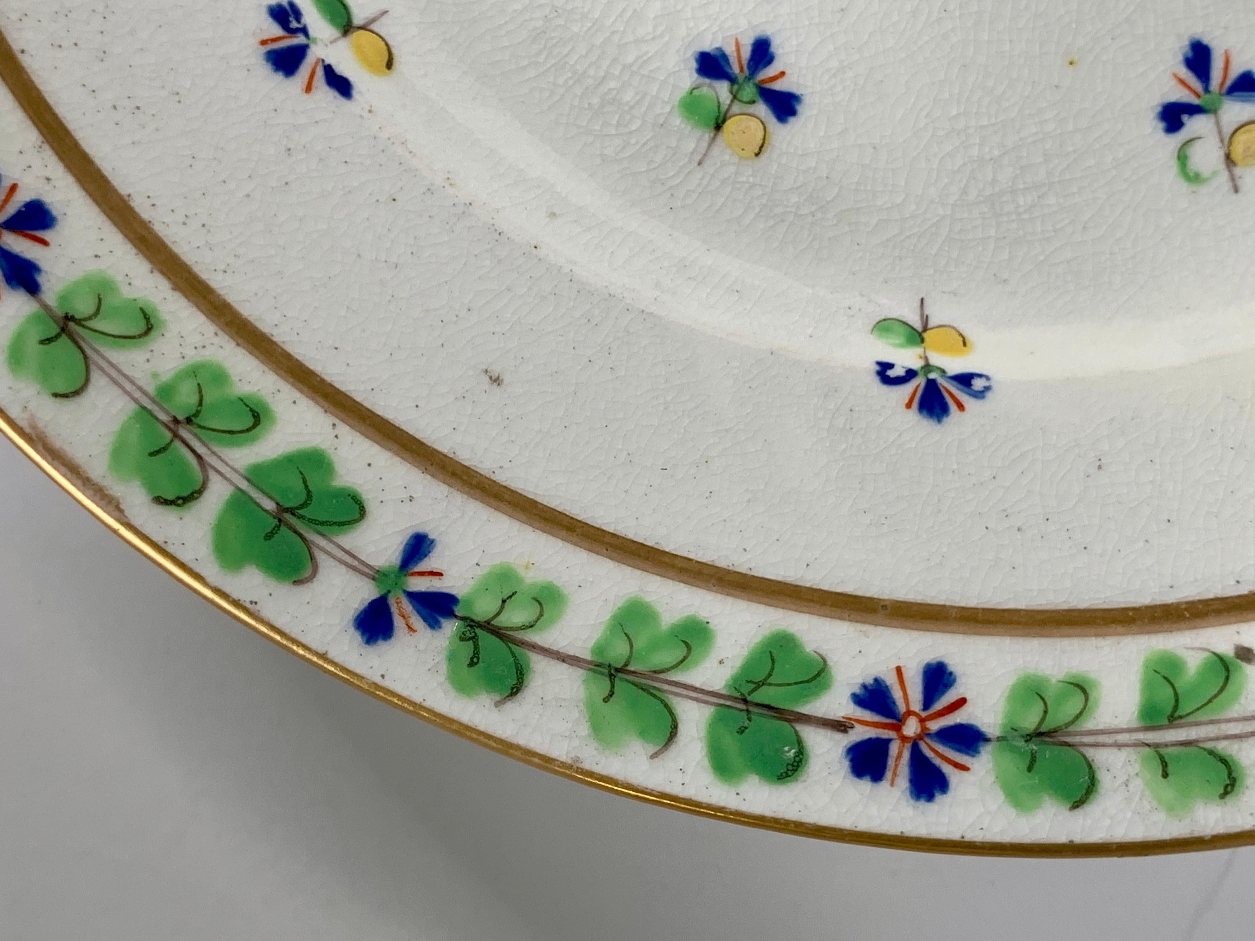 Four Derby Porcelain Dishes Hand Painted in Sprig Pattern, England, circa 1815 2