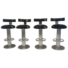 Vier Designs for Leisure Barhocker aus Chromstahl, drehbare Stühle