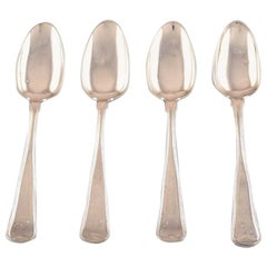 Four Dessert Spoons, Old Rifled, Danish Silver 0.830