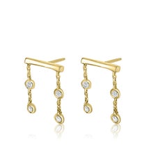Boucles d'oreilles à quatre diamants avec agrafes et barrettes