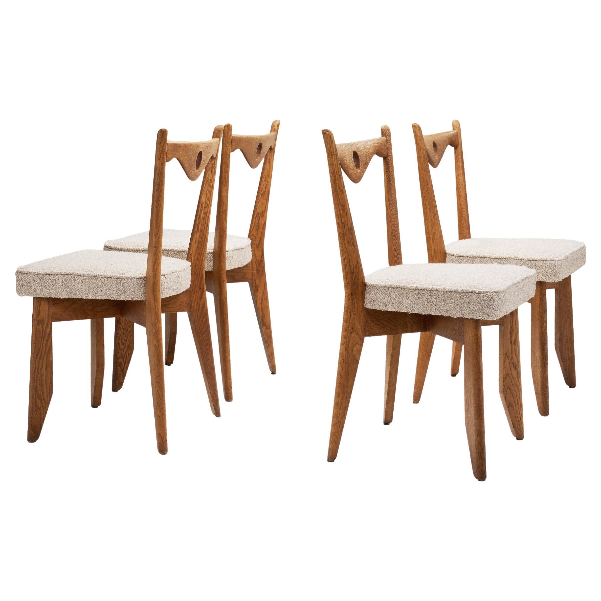 Four Dining Chairs by Guillerme et Chambron for Votre Maison, France 1960s