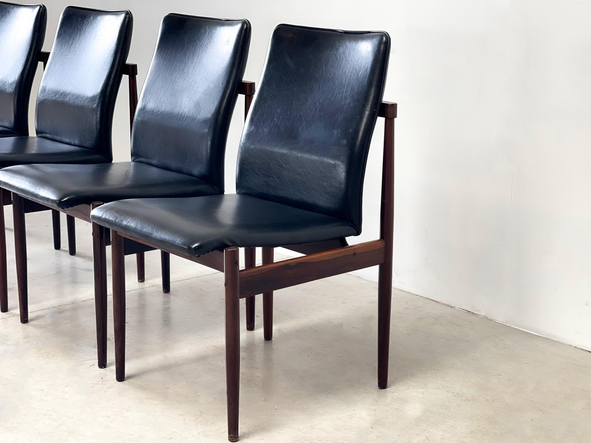 Leather Four dining chairs by Inger Klingenberg for Fristho