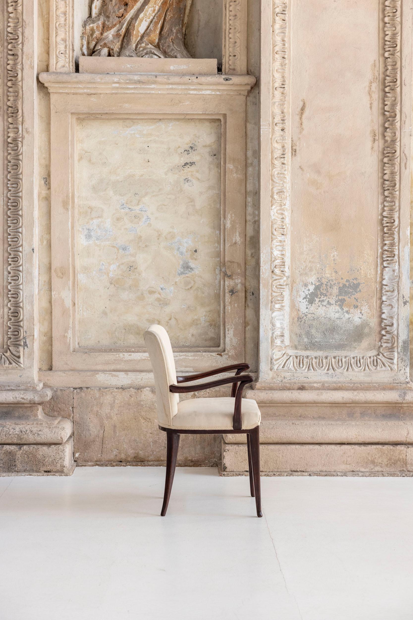 Textile Four dining chairs by Osvaldo Borsani for Arredamenti Borsani. published For Sale