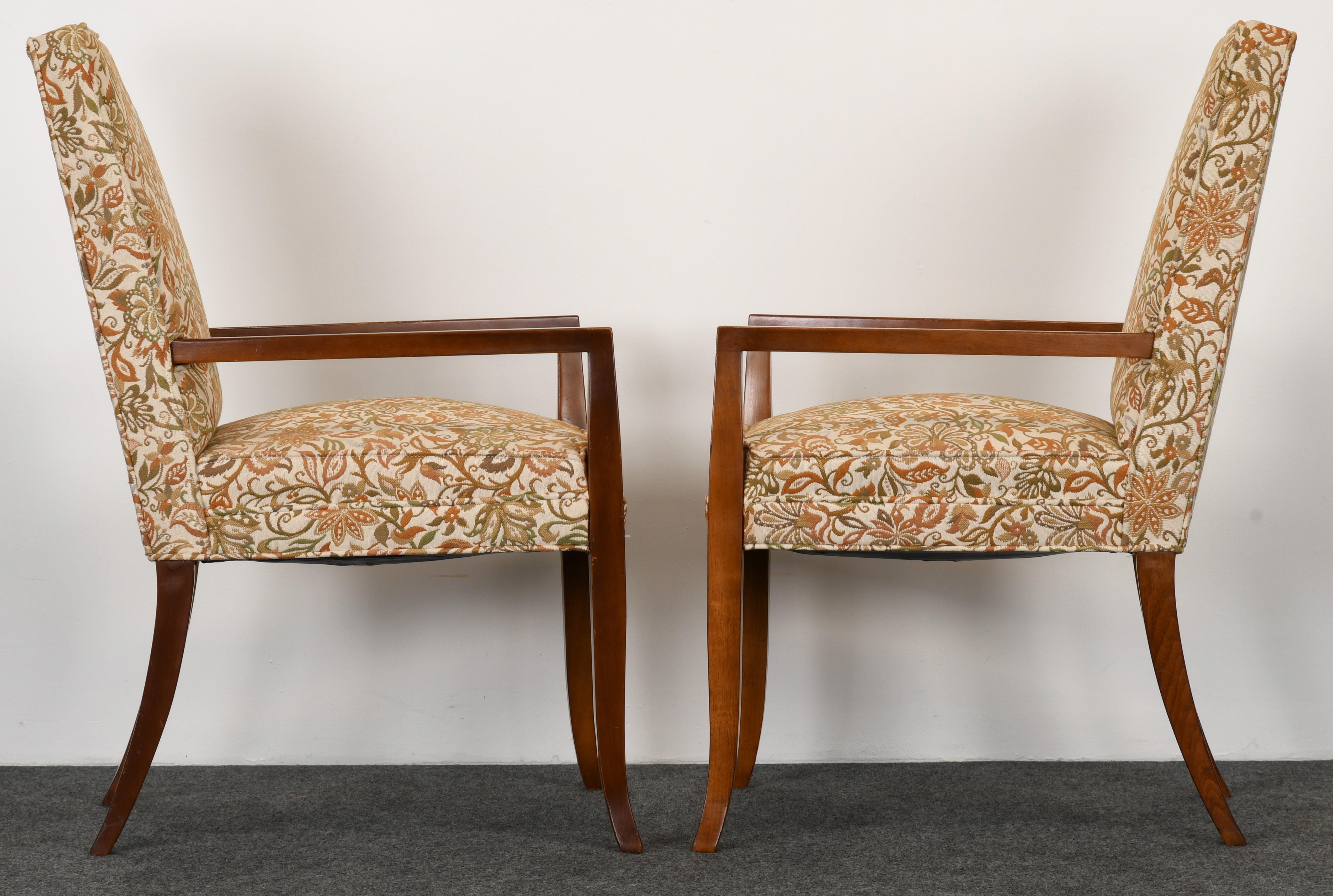 Upholstery Four Dining Chairs by T.H. Robsjohn-Gibbings for Widdicomb, 1940s