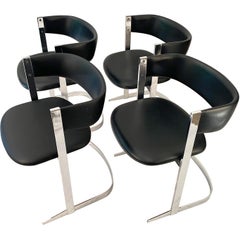 Vintage Four Dining Chairs Chrome-Plated, 1970s