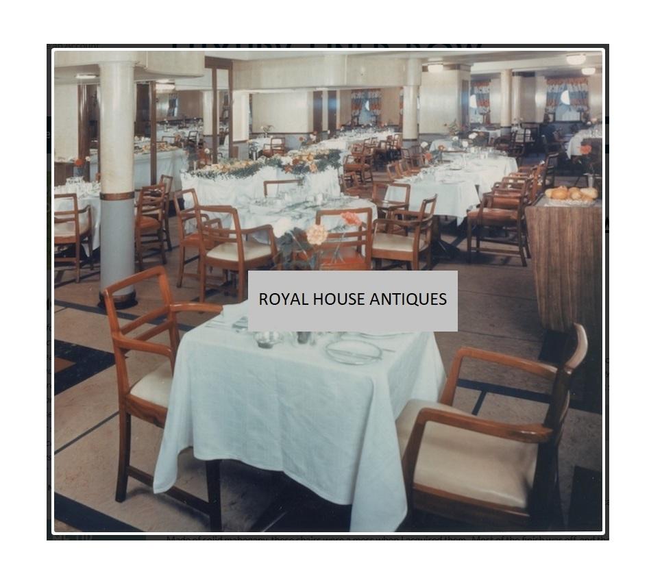 Royal House Antiques

The House Antiques a le plaisir de proposer à la vente cette charmante série de quatre chaises de salle à manger originales du RMS Queen Mary II, datant des années 1920. 

Veuillez noter que les frais de livraison indiqués ne