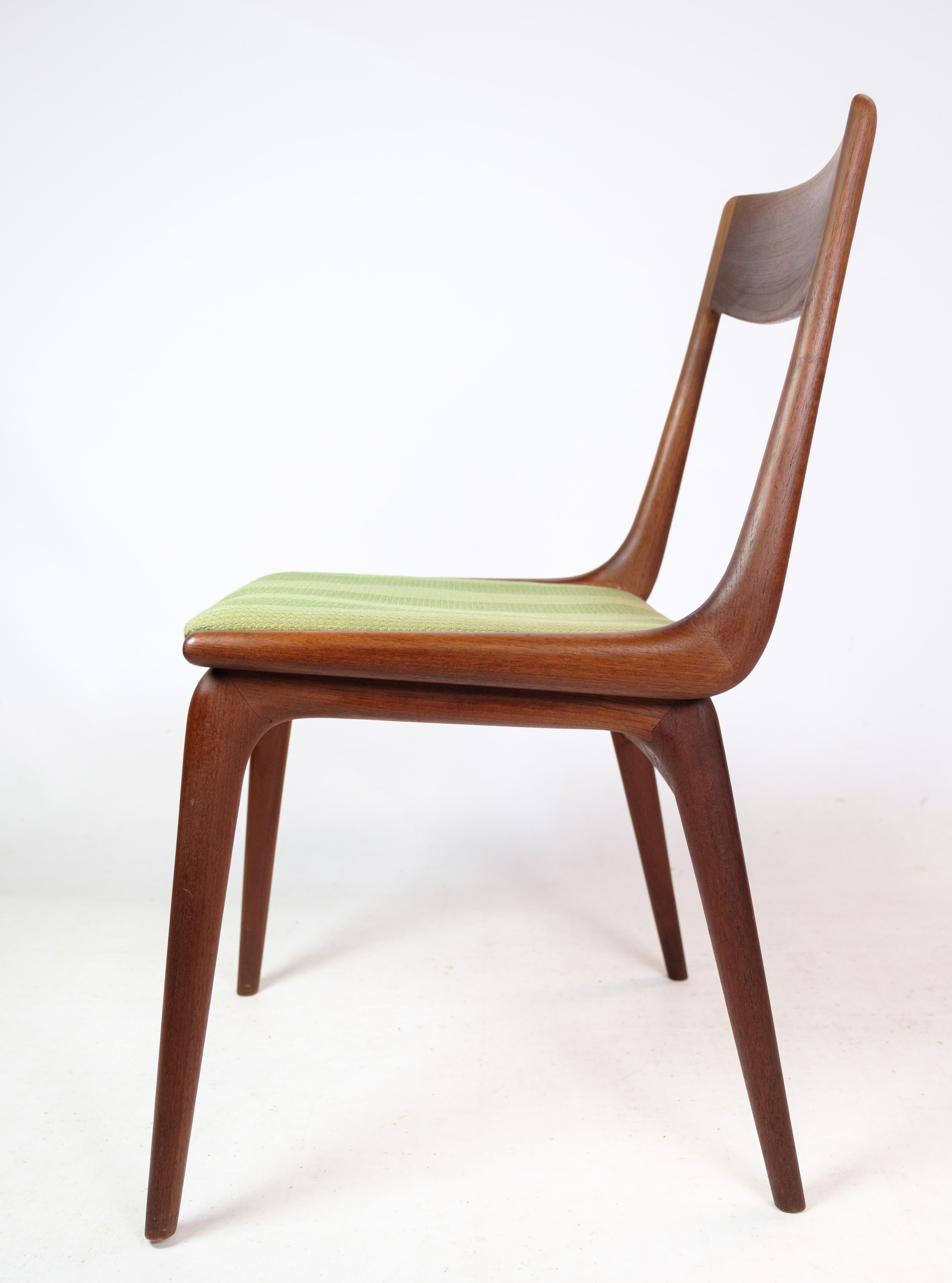 Danish Four Dining Chairs, Model Boomerang, Alfred Christensen, Teak, Slagelse Møbelfab For Sale